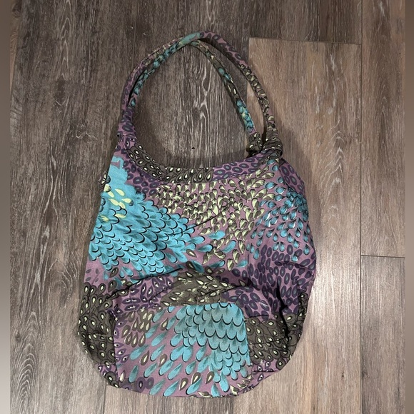 Handbags - Multicolor Patterned Shoulder Bag - Blue & Purple